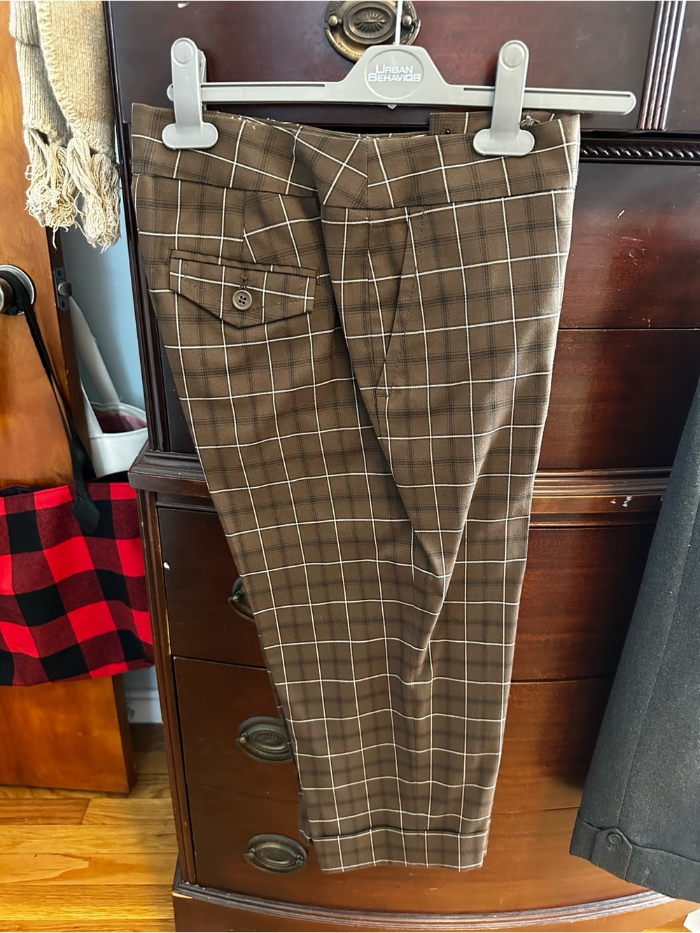 Brown Windowpane Plaid Dress Pants size 4P